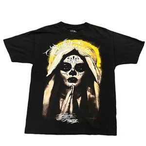 Sullen Angel Collective Virgin Mary Day of the Dead Black Graphic Tee Size M
